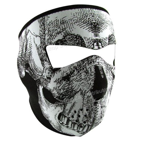 Zan headgear wnfm002g, neoprene full mask, glow in the dark, revers black, skull