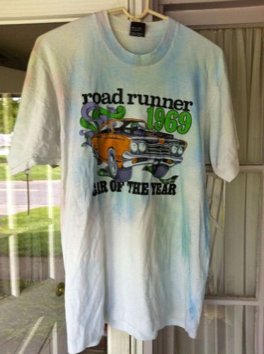 Road runner t shirt l 1969 car of the year cartoon art tye dyed