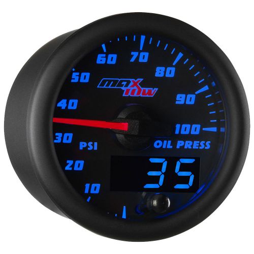 52mm black &amp; blue maxtow double vision oil pressure gauge - mt-bdv04