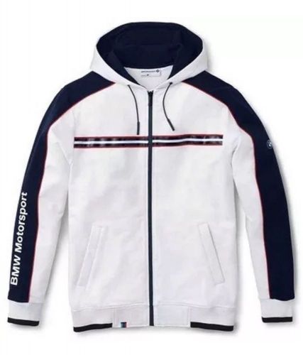 Bmw genuine hooded motorsport sweat jacket men white xxl 2xl