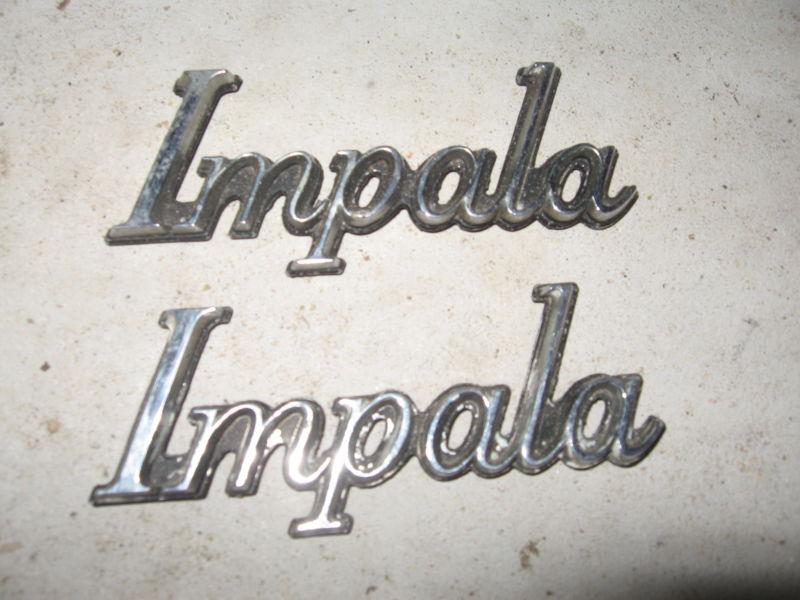2 vintage 70's chevrolet chevy impala metal emblems