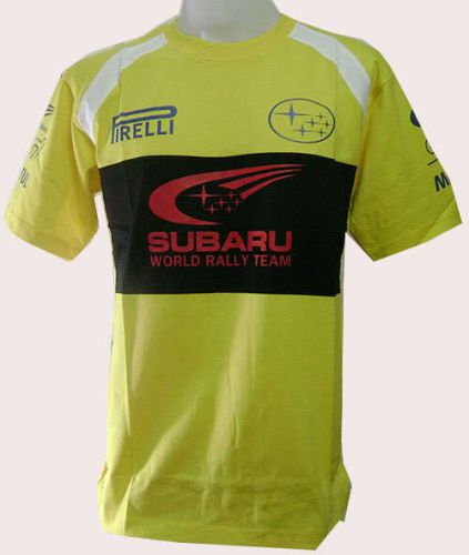 New motorcycle subaru racing team motor rac biker mens yellow short t-shirt sz m