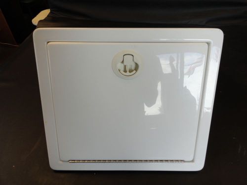 White plastic storage compartment hatch door 15 3/8&#034; x 13 3/8&#034; 14552 marine boat