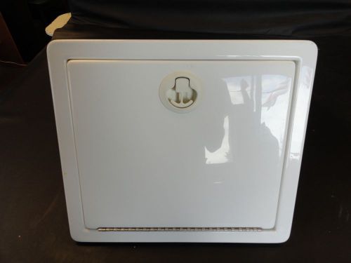 White plastic storage compartment hatch door 15 3/8" x 13 3/8" 14552 marine boat