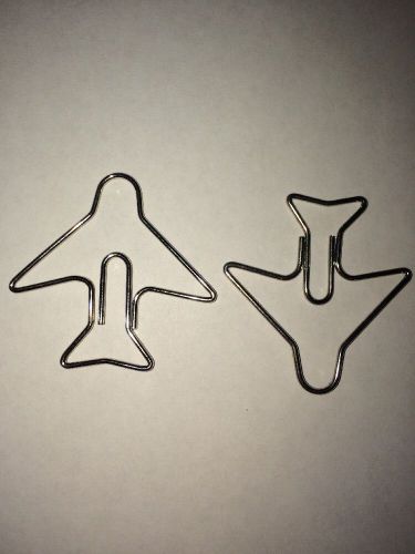 Jet airplane paper clips - silver - 14 total great gift for any pilot!
