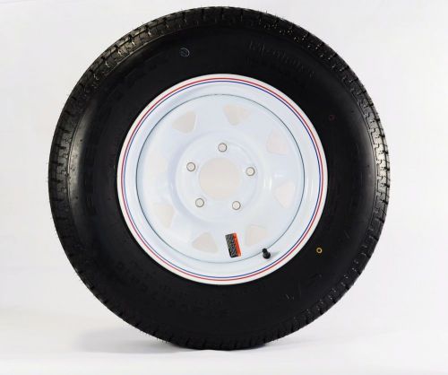2-pack radial trailer tire &amp; rim st175/80r13 13" load c 5 lug white spoke 57880