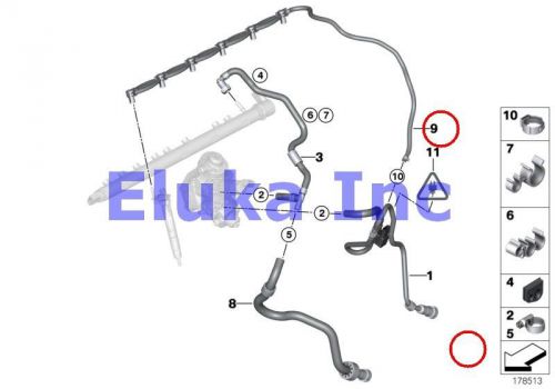 Bmw genuine fuel pipes / mounting parts overflow oil line f02n f10n f15