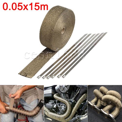 2" x 590' roll titanium shield exhaust header glassfiber car heat wrap tape 15m