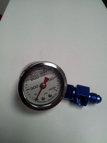 Nitrous liquid filled gauge 0-1500 psi with adapter fitting #4 femal to #4 male