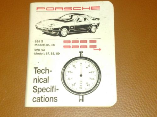 1985-89 porsche 928 s s4 technical specifications manual book service owners