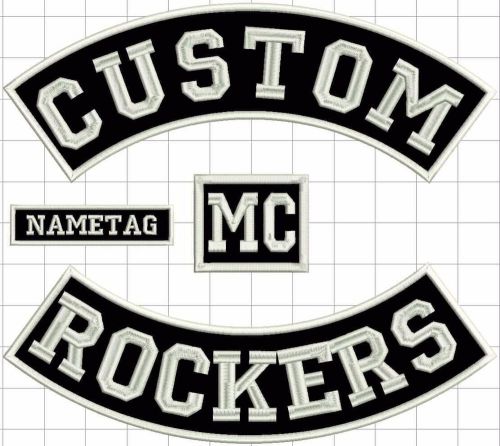 Custom 12&#034;rocker 4 pcs biker vest embroidered rockers full set new made to order