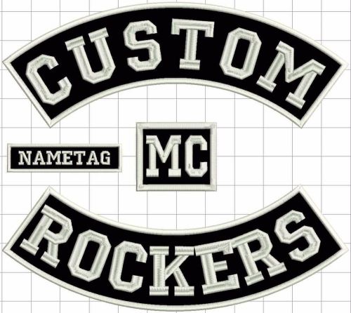 Custom 12"rocker 4 pcs biker vest embroidered rockers full set new made to order