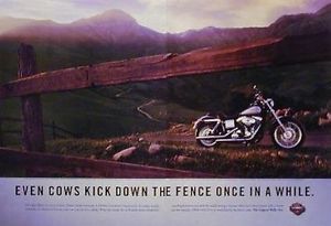 Harley-davidsion 2 page ad 2001 kick down the fence