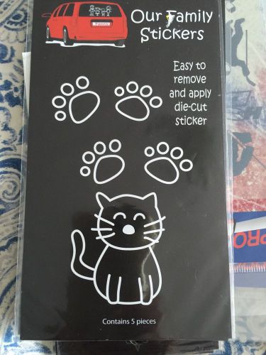 Family stickers car decal kitty cat and paw prints 2&#034;x2&#034;