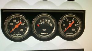 Mini sunpro triple gauge set black face/black panel