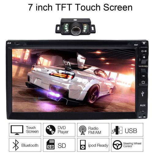 7inch touch screen hd double 2 din car stereo dvd player bt ipod mp3 tv+camera