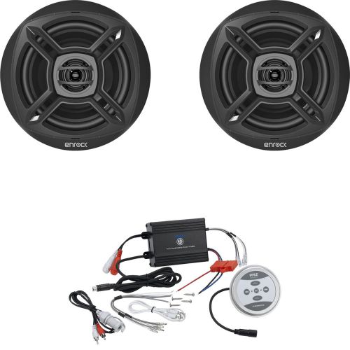 Pyle marine 600w bluetooth amplifier, enrock 6.5" 100w black marine speakers