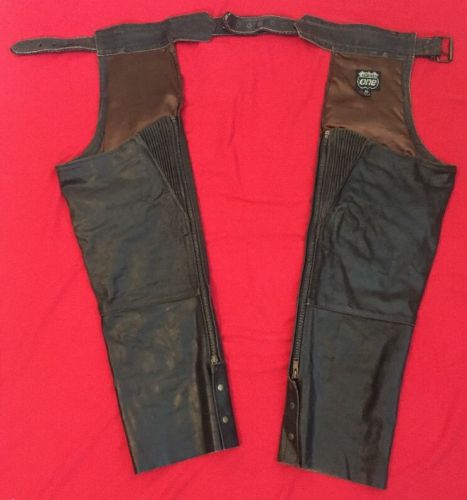 Vintage highway one men&#039;s brown leather motorcycle chaps size xl