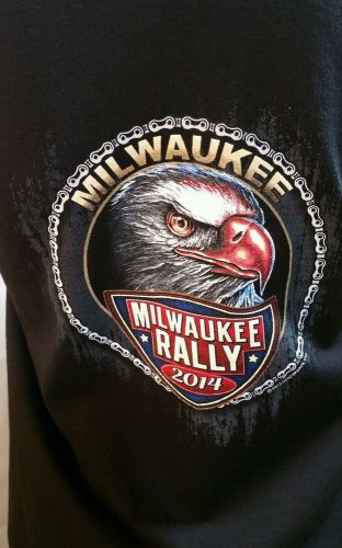 Milwaukee bike rally 2014 men&#039;s eagle t shirt motorcycle black size 5xl biker