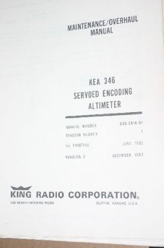Allied bendix king kea346 encoding altimeter overhaul/maintenance manual kea-346