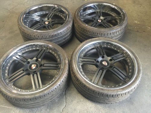 A set of staggered gfg 19&#034; wheels/tires for porsche 911. 3 pc forged made in usa