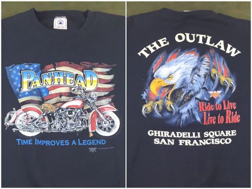 True vintage 80s 90s nos panhead motorcycle san francisco eagle biker sweatshirt