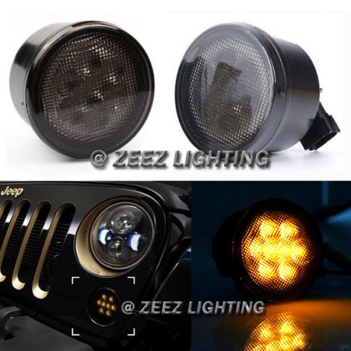 Direct replacement high power 8 led front turn signal light smoke lens  jk #a