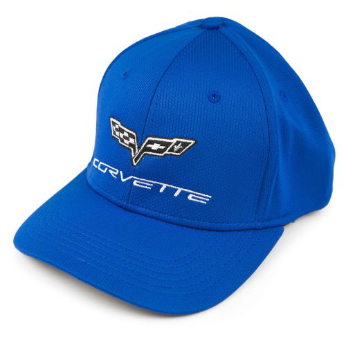 2005-2013 chevrolet corvette c6 embroidered flag logo elite hat blue-free ship