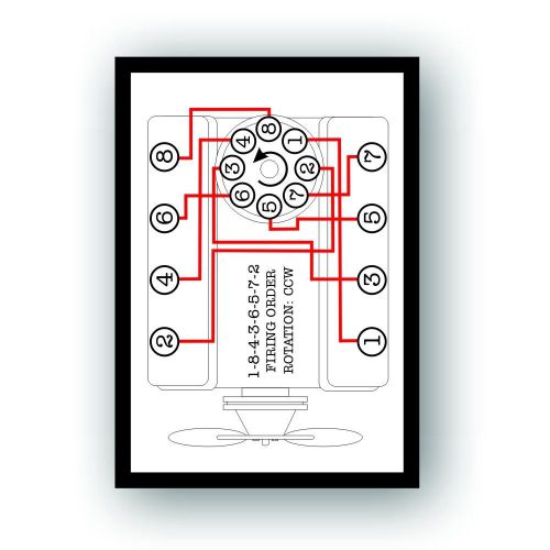 Firing order decal for pontiac some olds v8 265 301 350 400 455 engine 058