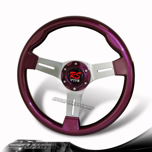 Sell JDM 6Holed 350MM Purple Wood Grip Style Chrome Spokes Steering