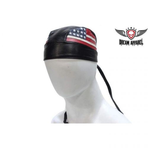United states of american biker flag leather skull cap