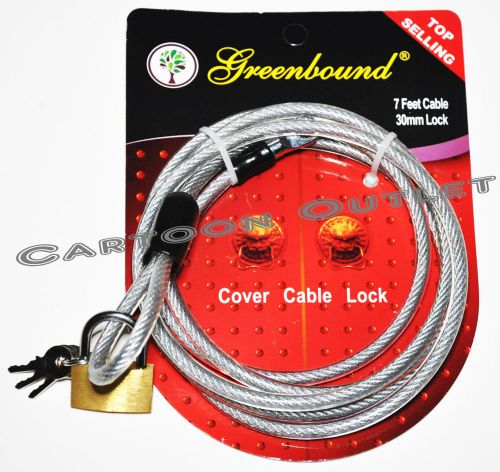 Car cover steel security cable lock brass lock kit 7 ft cable 30 mm lock nip