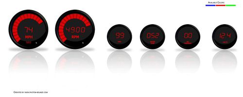 Intellitronix complete digital gauge set red leds w senders black bezels dash us