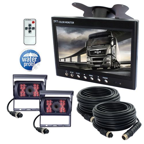 4pin 12-24v motorhome van reversing kit 9&#034; monitor + 2 wateproof ccd ir cameras