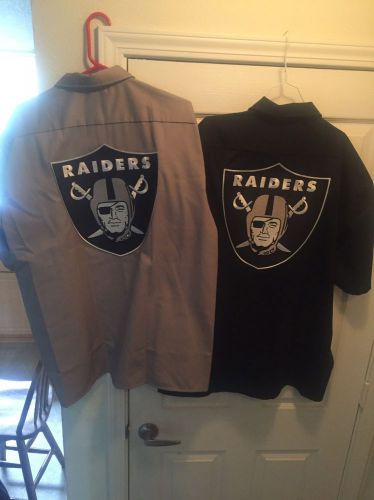 2 new xl raiders dickie shirts nfl oakland football jersey helmet jacket patch