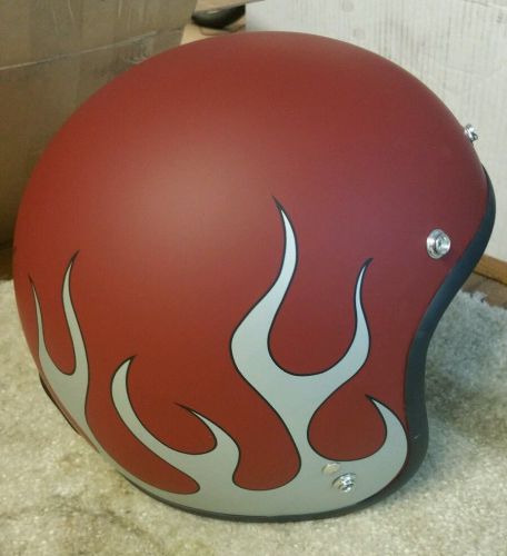 Large 3/4 helmet flat primer red o/f flame graphics