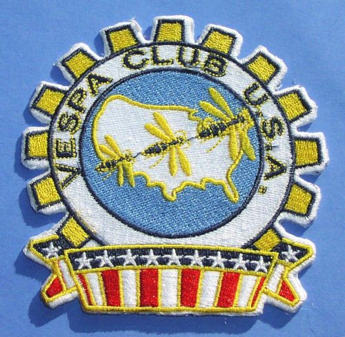 Vespa club usa iron-on cloth scooter badge patch cog style stars bars and wasps