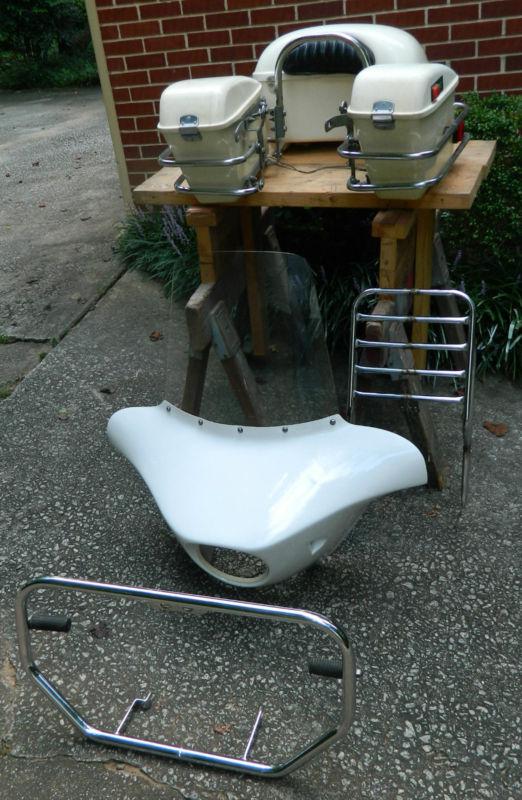 Motorcycle fairing foot pegs rack box shoei hard side bags for honda 350