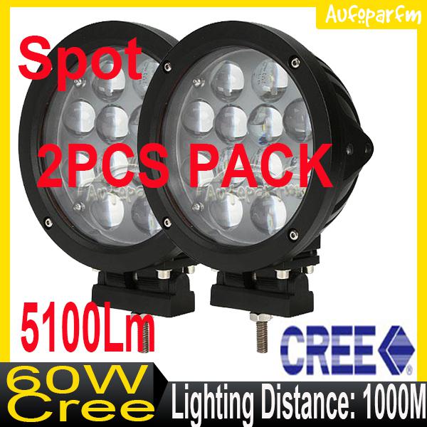 Pair 7" 60w cree led spot work light bar off-road vehicle suv ute cab van lamp 