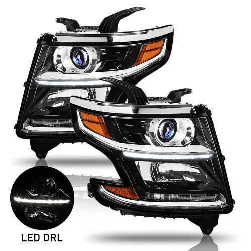 For 2015-2020 Chevy Suburban Tahoe DRL Projector Headlights Lamps LH & RH Black, US $292.99, image 10