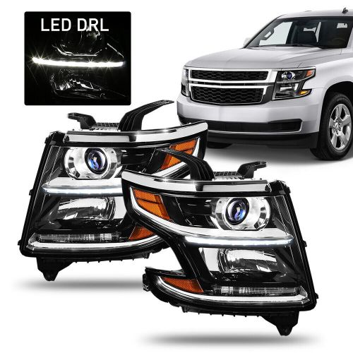 For 2015-2020 Chevy Suburban Tahoe DRL Projector Headlights Lamps LH & RH Black, US $292.99, image 18