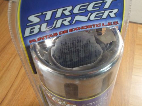 Street Burner 32-51mm Blue LED Car Exhaust Pipe Tip - Polished Steel - NEW, US $, image 2