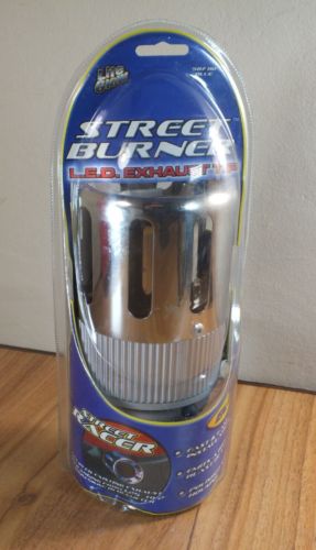 Street Burner 32-51mm Blue LED Car Exhaust Pipe Tip - Polished Steel - NEW, US $, image 7