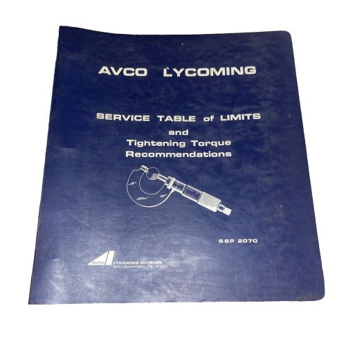 Avco Lycoming Service Table of limits & Tightening Torque Recommendations 1969, US $19.00, image 3