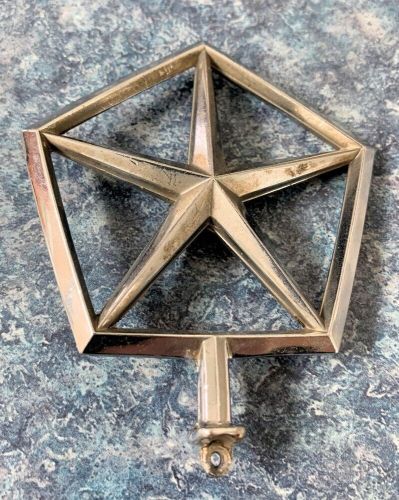 1980s chrysler plymouth dodge pentastar hood ornament 3" chrome, loop intact vg