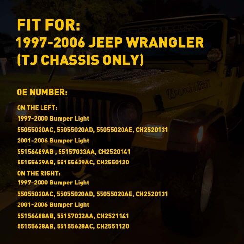 For 1997-2006 Wrangler Jeep TJ Smoke Bumper Fender Signal Side Marker Lights New, US $26.99, image 2