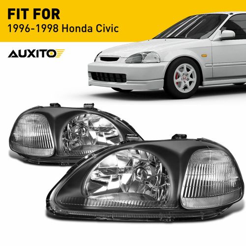 Headlights Pair For 1996 1997 1998 Honda Civic Black Housing Lamps Left & Right, US $79.99, image 10