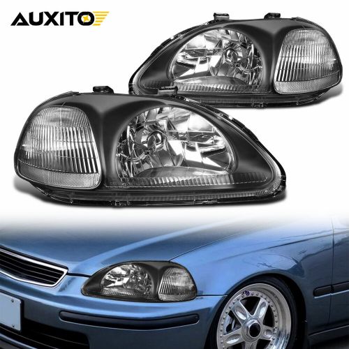Headlights Pair For 1996 1997 1998 Honda Civic Black Housing Lamps Left & Right, US $79.99, image 12