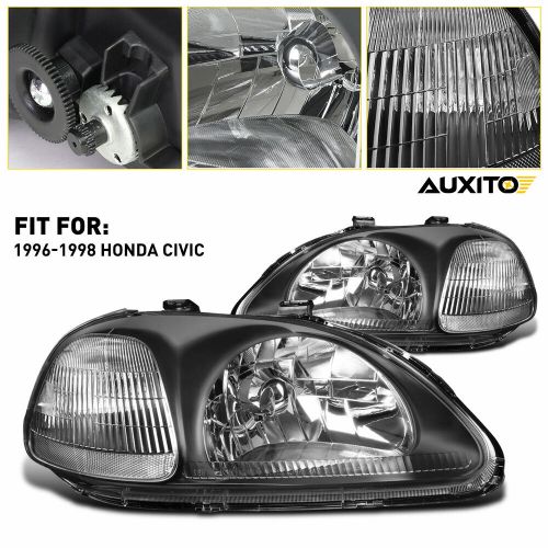 Headlights Pair For 1996 1997 1998 Honda Civic Black Housing Lamps Left & Right, US $79.99, image 15