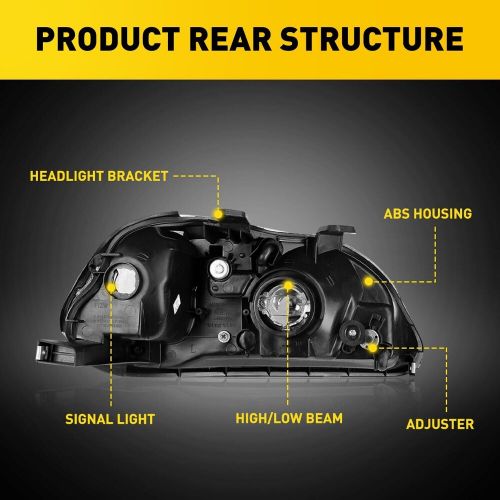 Headlights Pair For 1996 1997 1998 Honda Civic Black Housing Lamps Left & Right, US $79.99, image 18